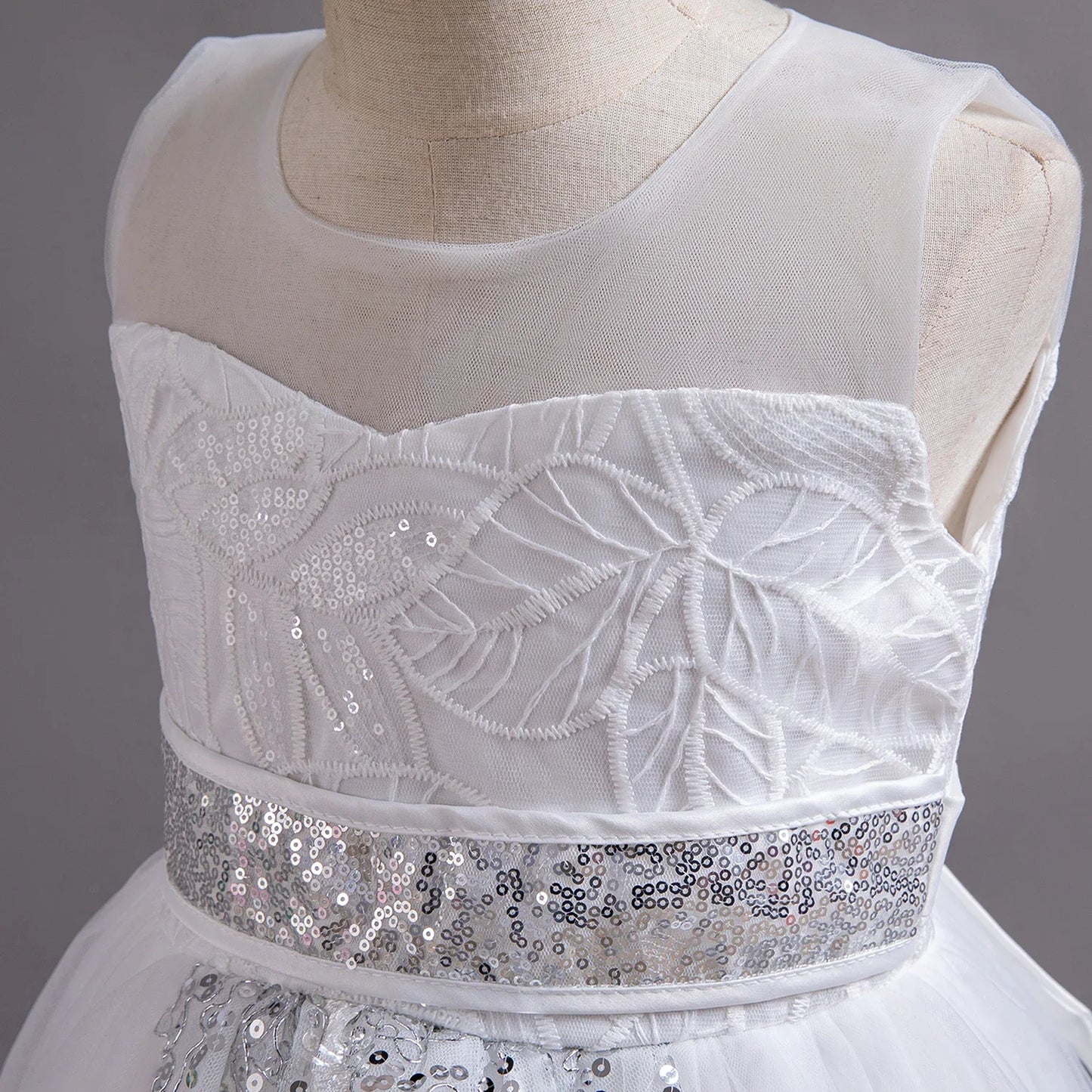 Girls Elegant Lace Wedding & Party Princess Dress