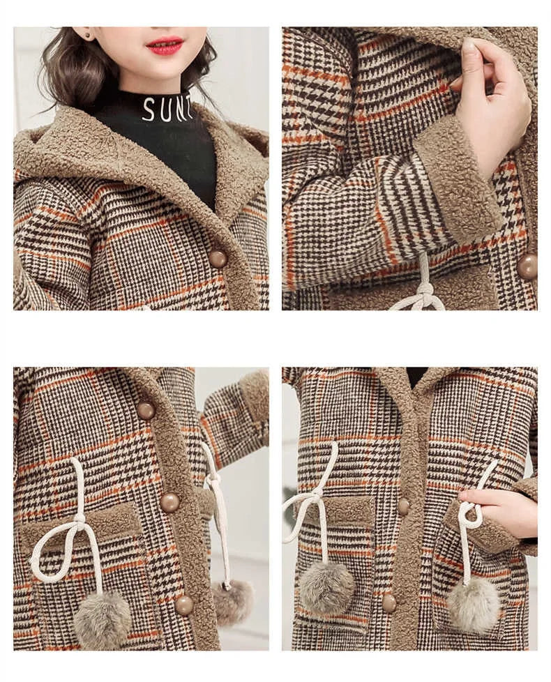 Autumn/Winter Girls’ Jacket – Stylish Hairy Long Coat