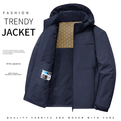 Men’s Solid Color Winter Jacket – Fleece Lined & Windproof