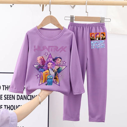 Kawaii Kpop Demon Hunters Girls Nightgown – Cozy Autumn Sleepwear