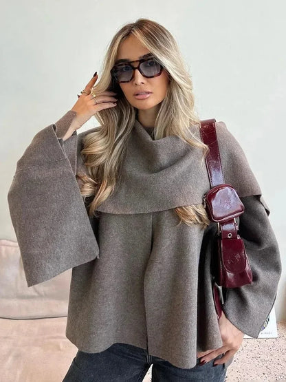 Autumn Chic: Knit Scarf Jacket for Women