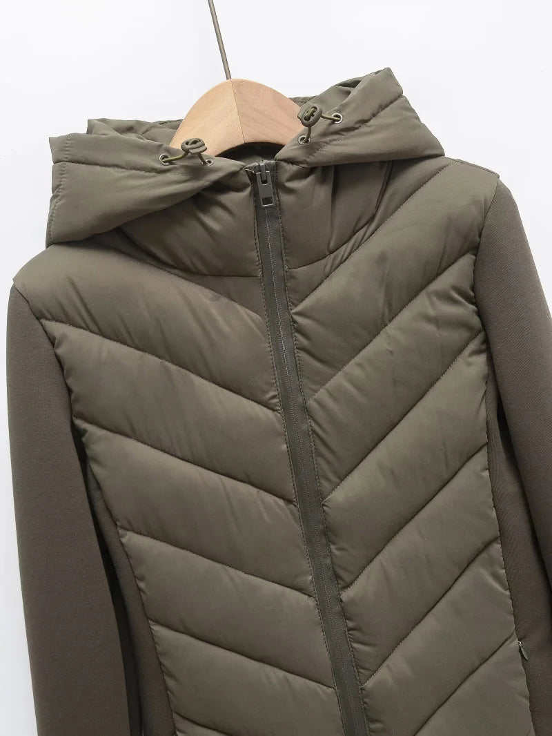 Stylish Warmth: Hooded Patchwork Cotton Jacket