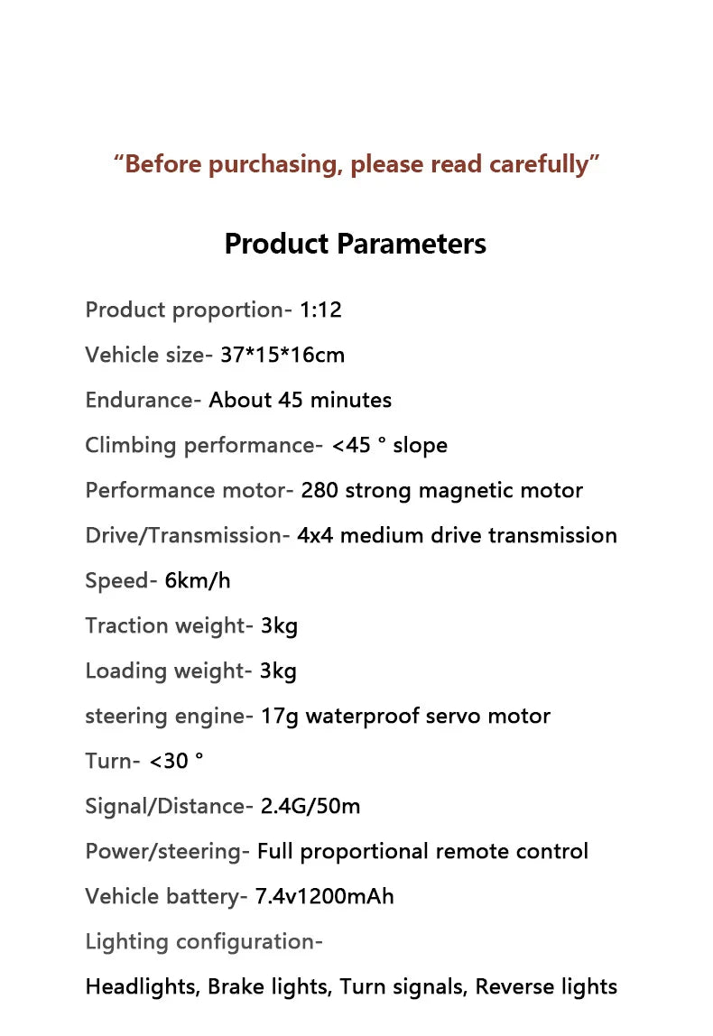 MN82T RC Truck – 1:12 Scale Off-Road Climbing Car for Christmas Gift