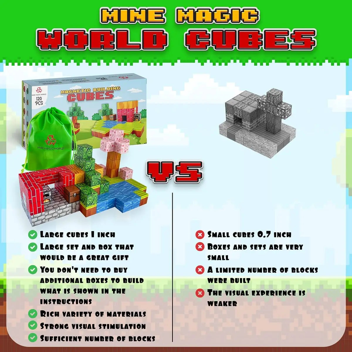 Magnetic Mine World Blocks - DIY Construction Toy for Kids 3+