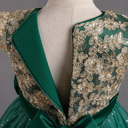 Festive Elegance – Girls’ Bow Party Dress for 3-10Y