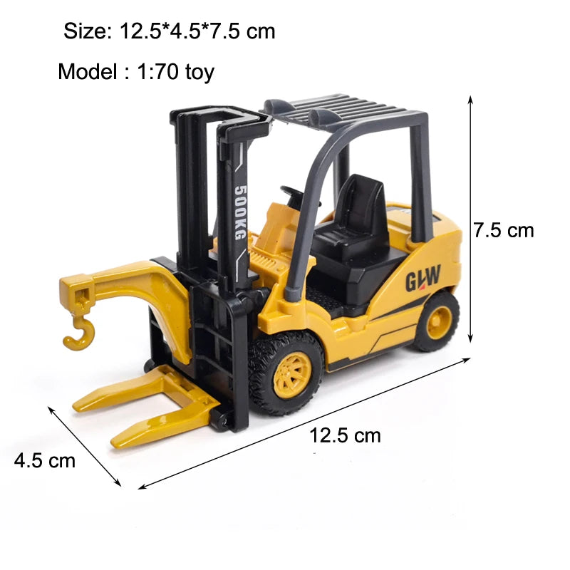 Engineering Diecast Vehicle Set – Tower Crane, Forklift, Bulldozer & Excavator for Boys!