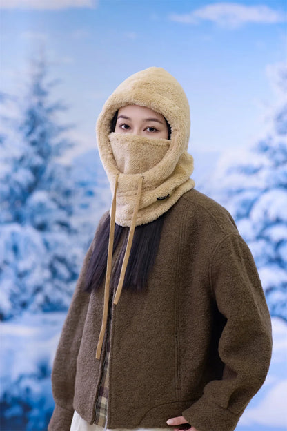 Winter Face Cover Hat with Fleece Sherpa Lining