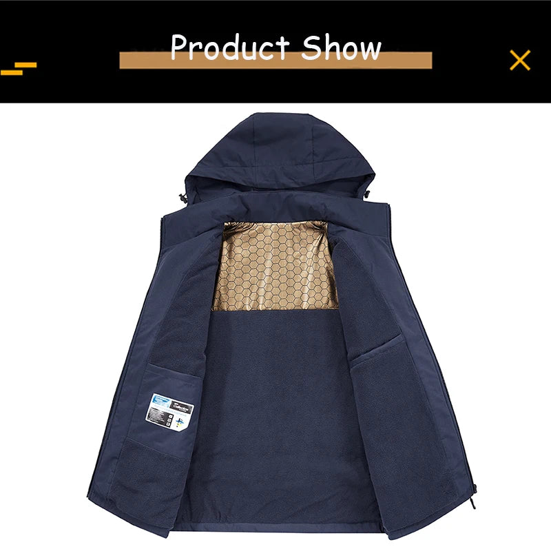 Men’s Solid Color Winter Jacket – Fleece Lined & Windproof