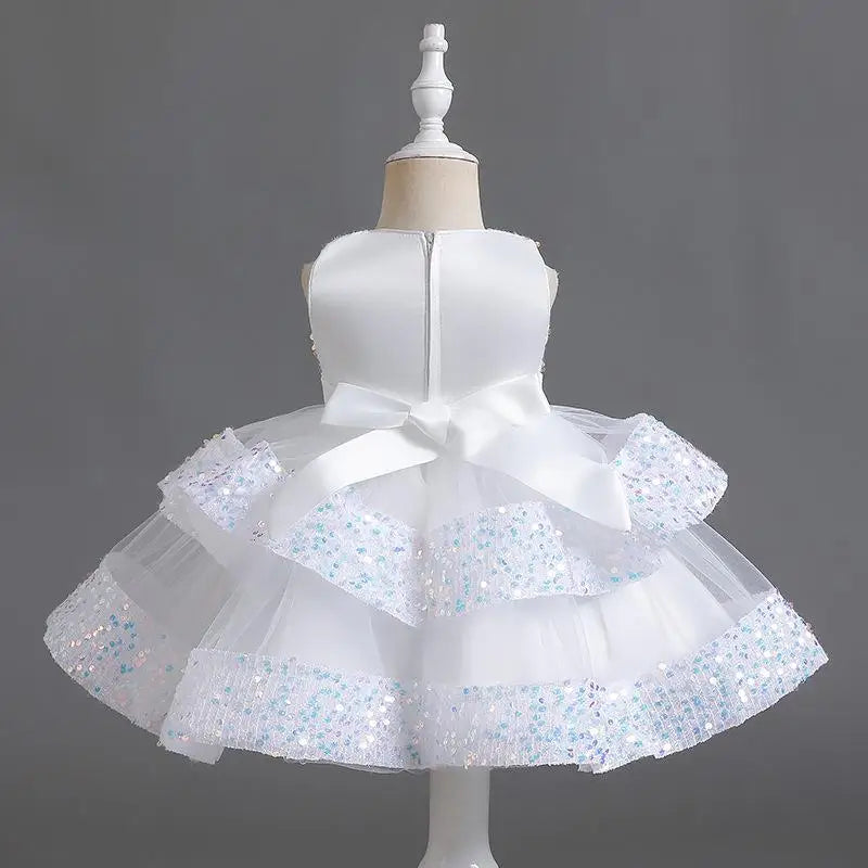 Girls’ Summer Party Dress – Sequin & Beaded Bow Detail