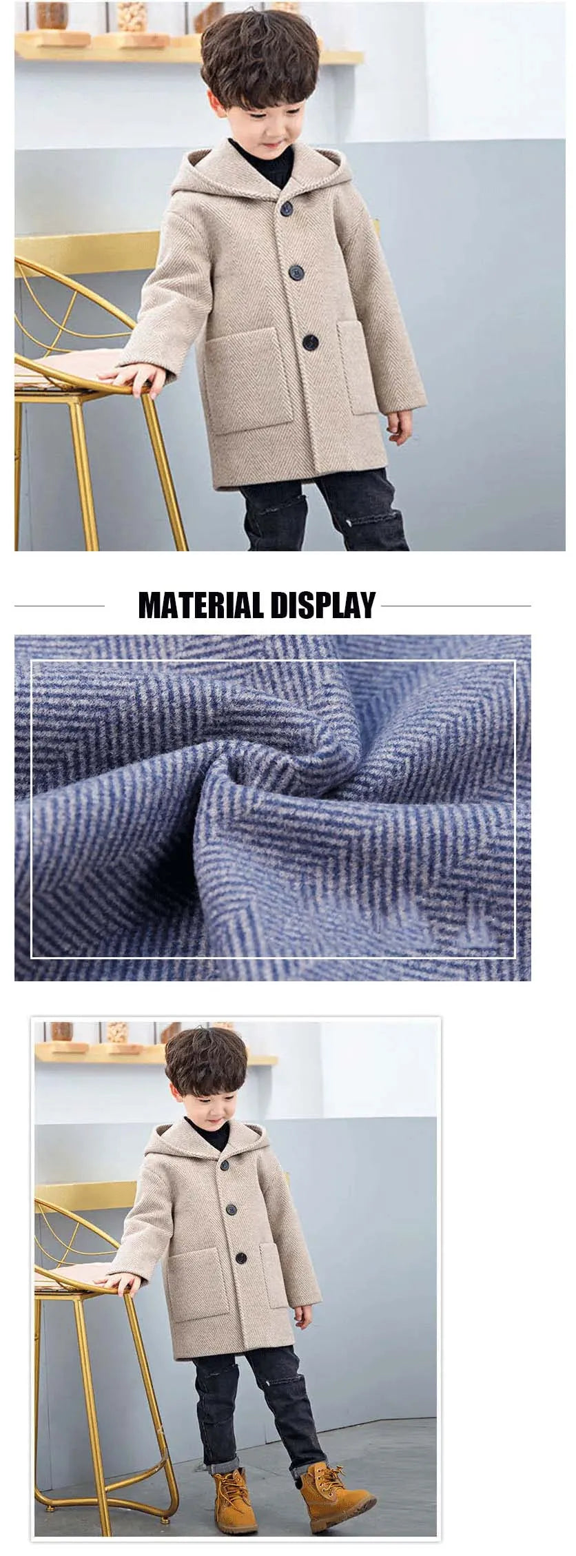 Boys’ Casual Woolen Jacket – Warm & Stylish Korean