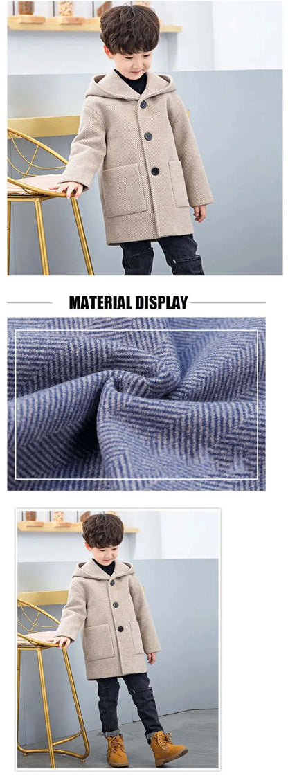 Boys’ Casual Woolen Jacket – Warm & Stylish Korean