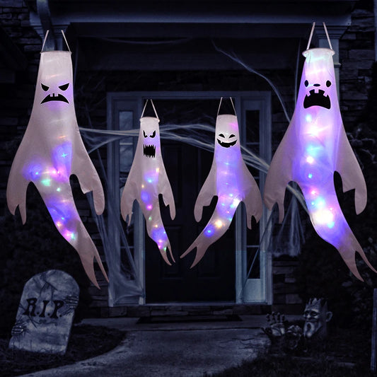 Glowing LED Ghost: Spooky Hanging Lamp for Halloween 2024