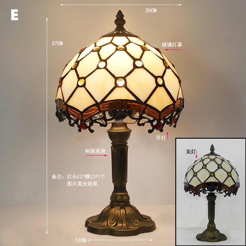 Table Lamp: E27 Stained Glass, Baroque Mediterranean Style for Bedroom & Nightstand