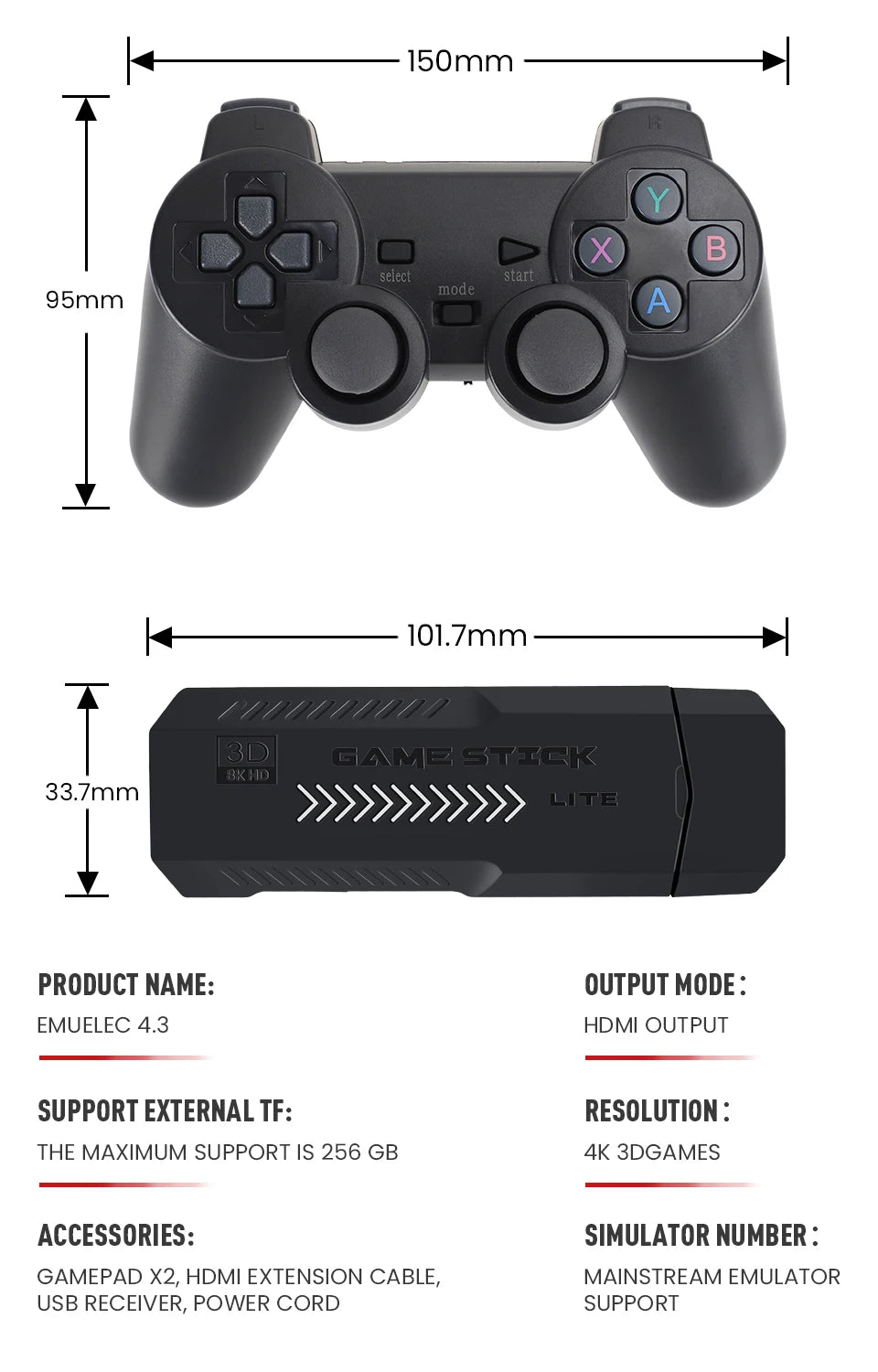 X2 Plus Game Stick – Gaming with Double Wireless Controllers