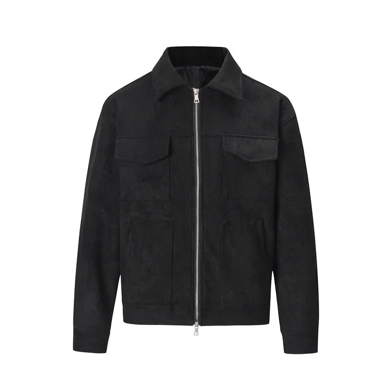 Casual Oversize Men's Jacket – Lapel Zipper Thick Coat