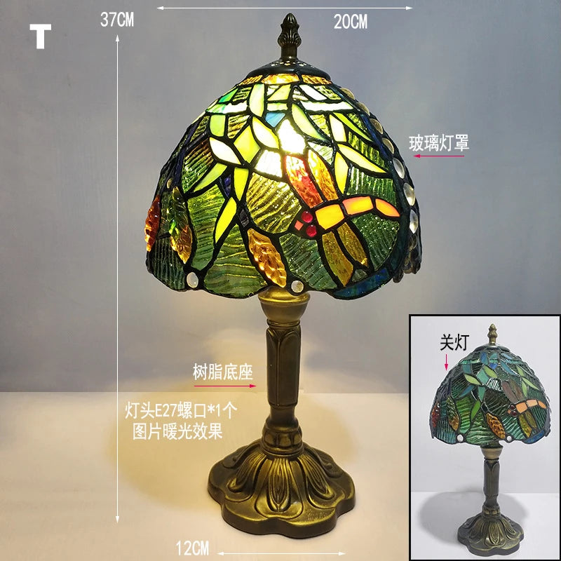 Table Lamp: E27 Stained Glass, Baroque Mediterranean Style for Bedroom & Nightstand