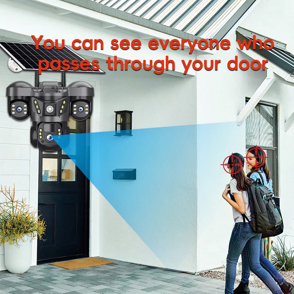 Triple Lens 15MP 4G Solar Security Camera | 10X Zoom | PIR Motion Detect