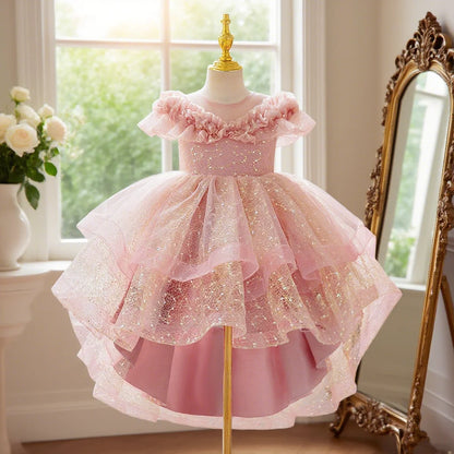 Girls’ Formal Lace Dress – High-End Embroidery for Flower Girl