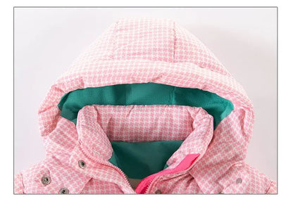 Warm Grid Design Jacket for Girls – Bonus Bear Toy 2025