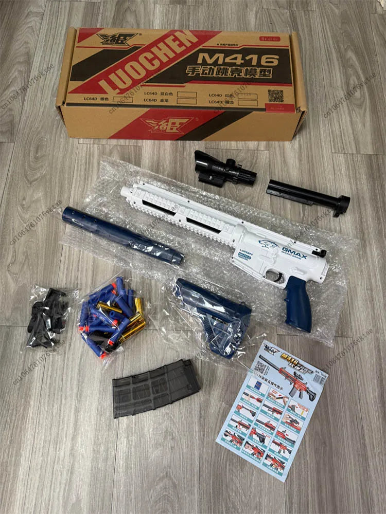M416 Shell Throwing Soft Bullet AWM Sniper Gun 98K Soft Bullet Gun DIY Assembly Jumping Shell Case Cartridge Toy Gun