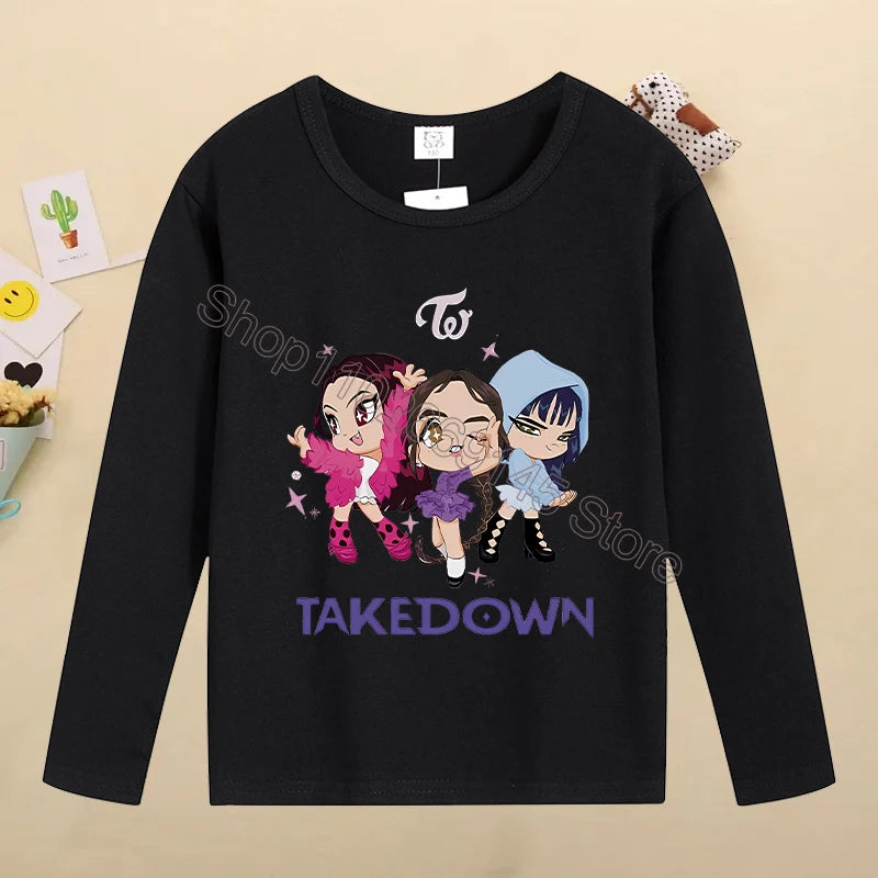 Kpop Demon Hunters Kids T-Shirt – Kawaii Cartoon Long Sleeve Top
