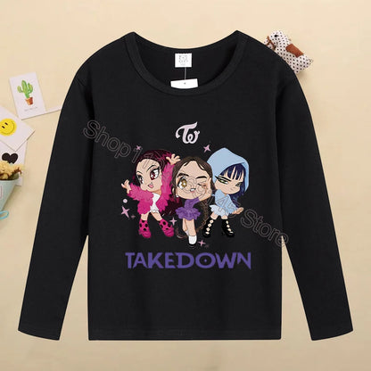 Kpop Demon Hunters Kids T-Shirt – Kawaii Cartoon Long Sleeve Top