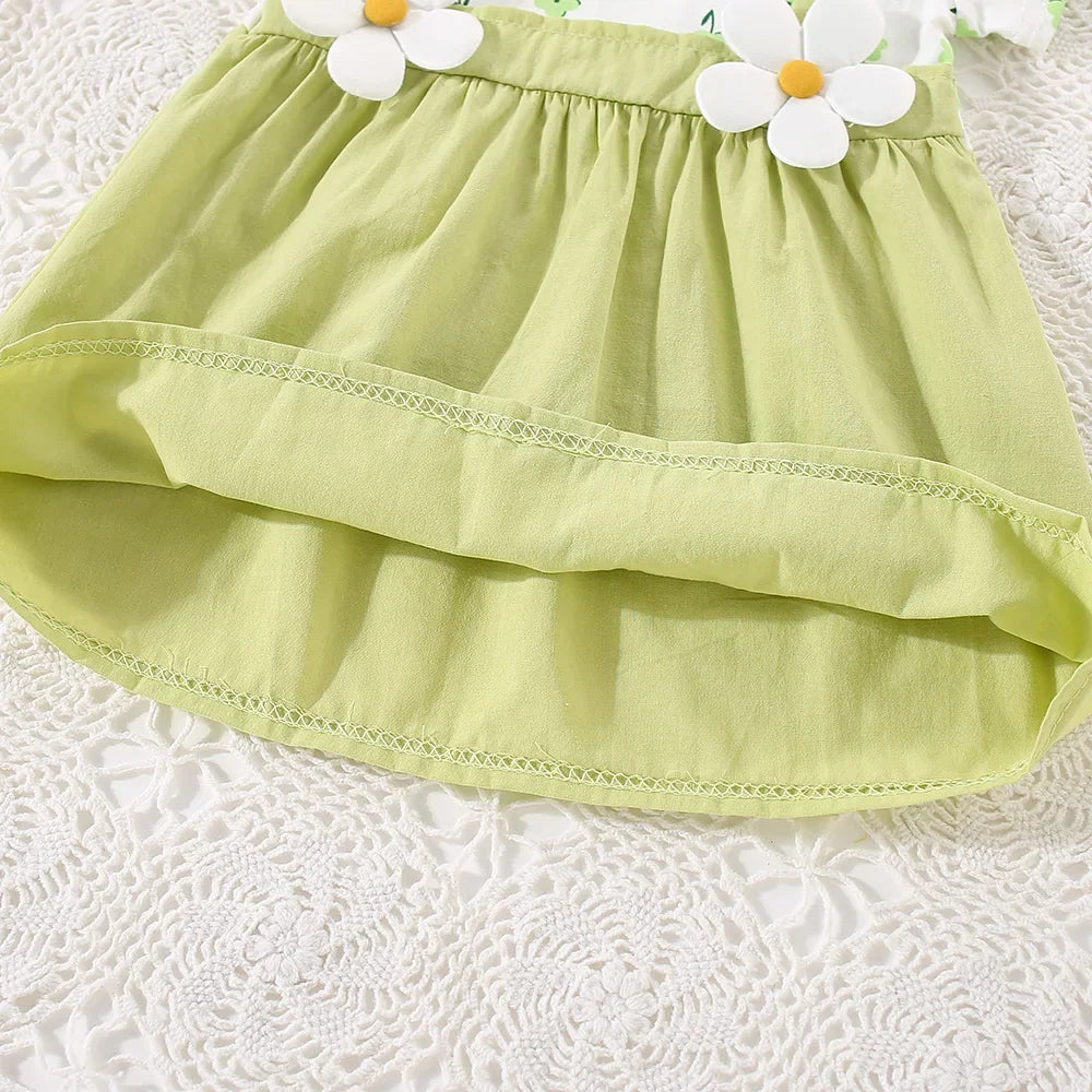 Baby Girl Flower Print Shoulder Strap Dress