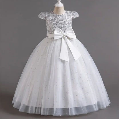 Festive Elegance – Girls’ Bow Party Dress for 3-10Y