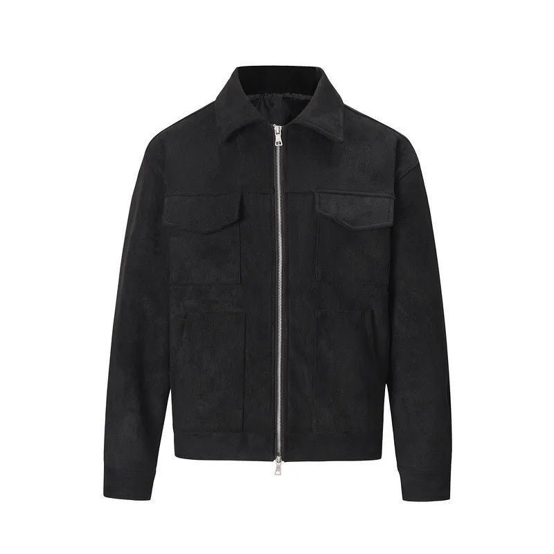 Casual Oversize Men's Jacket – Lapel Zipper Thick Coat