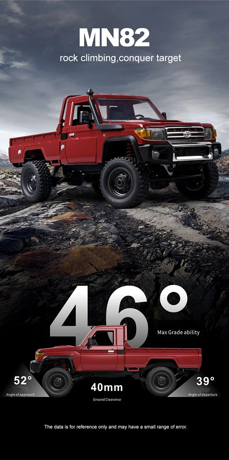 RC Pickup Truck MN82 – 1/12 Scale 4WD Off-Road Toy Car