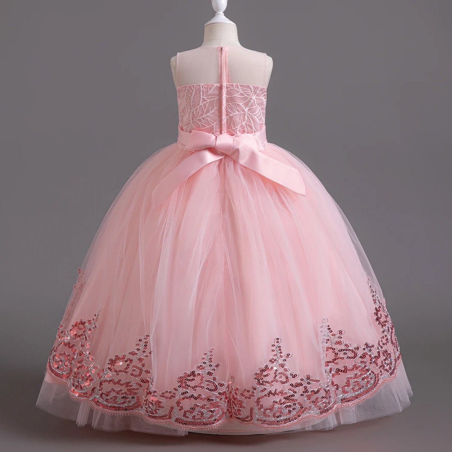 Girls Elegant Lace Wedding & Party Princess Dress