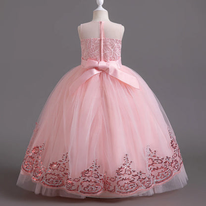 Girls Elegant Lace Wedding & Party Princess Dress