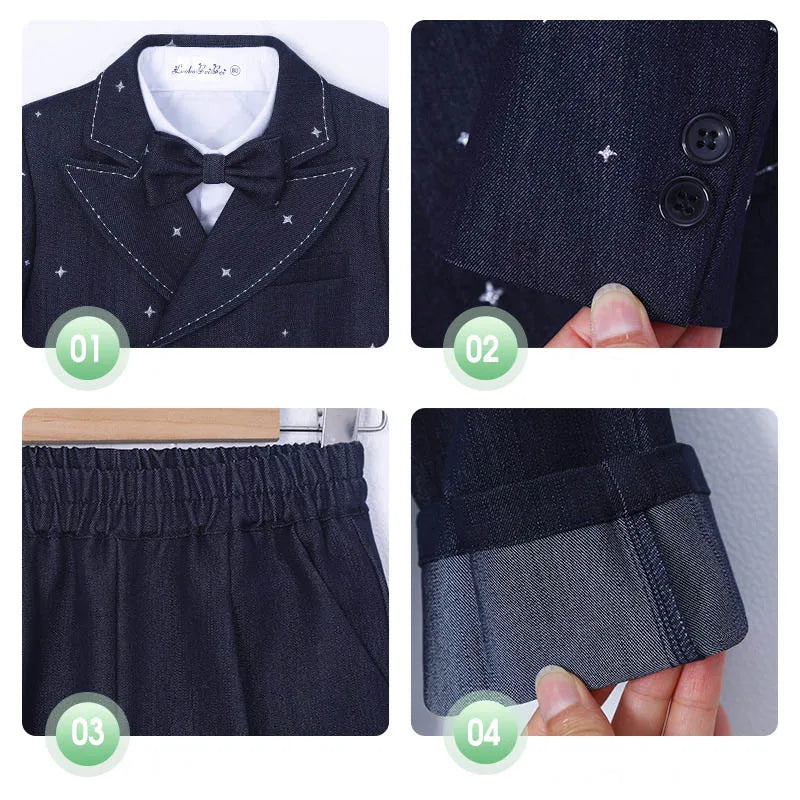 Boys’ Star Print Suit – 3/4/5Pc Formal Outfit (1–10Y)