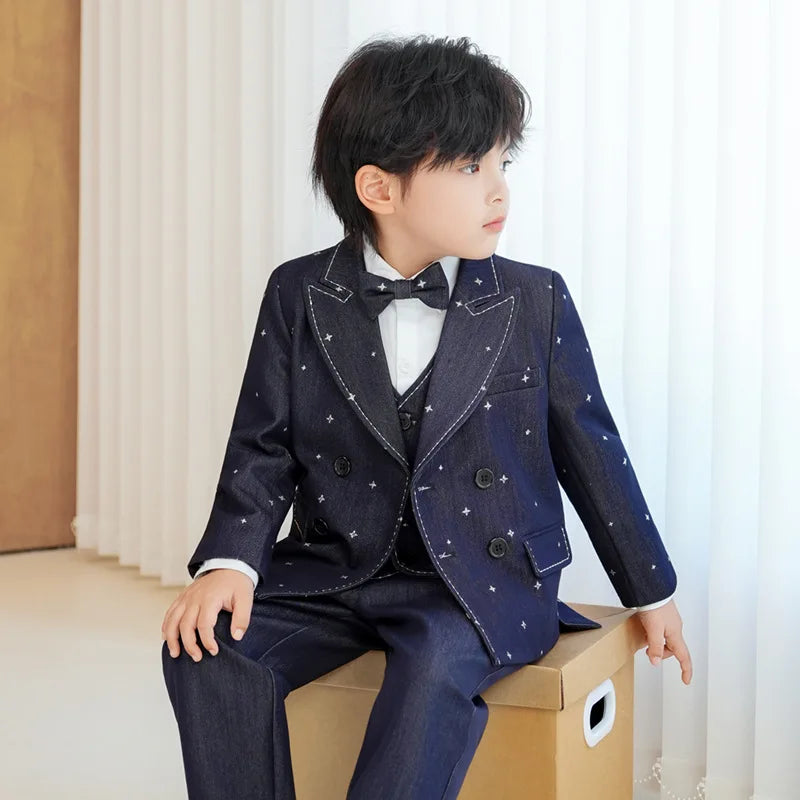 Boys’ Star Print Suit – 3/4/5Pc Formal Outfit (1–10Y)