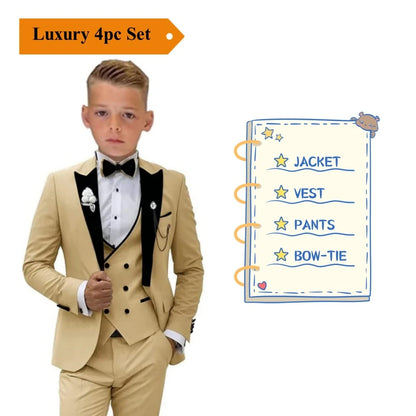 Elegant Burgundy Boy’s 3-Piece Suit – Blazer, Vest & Pants for Weddings or Photoshoots