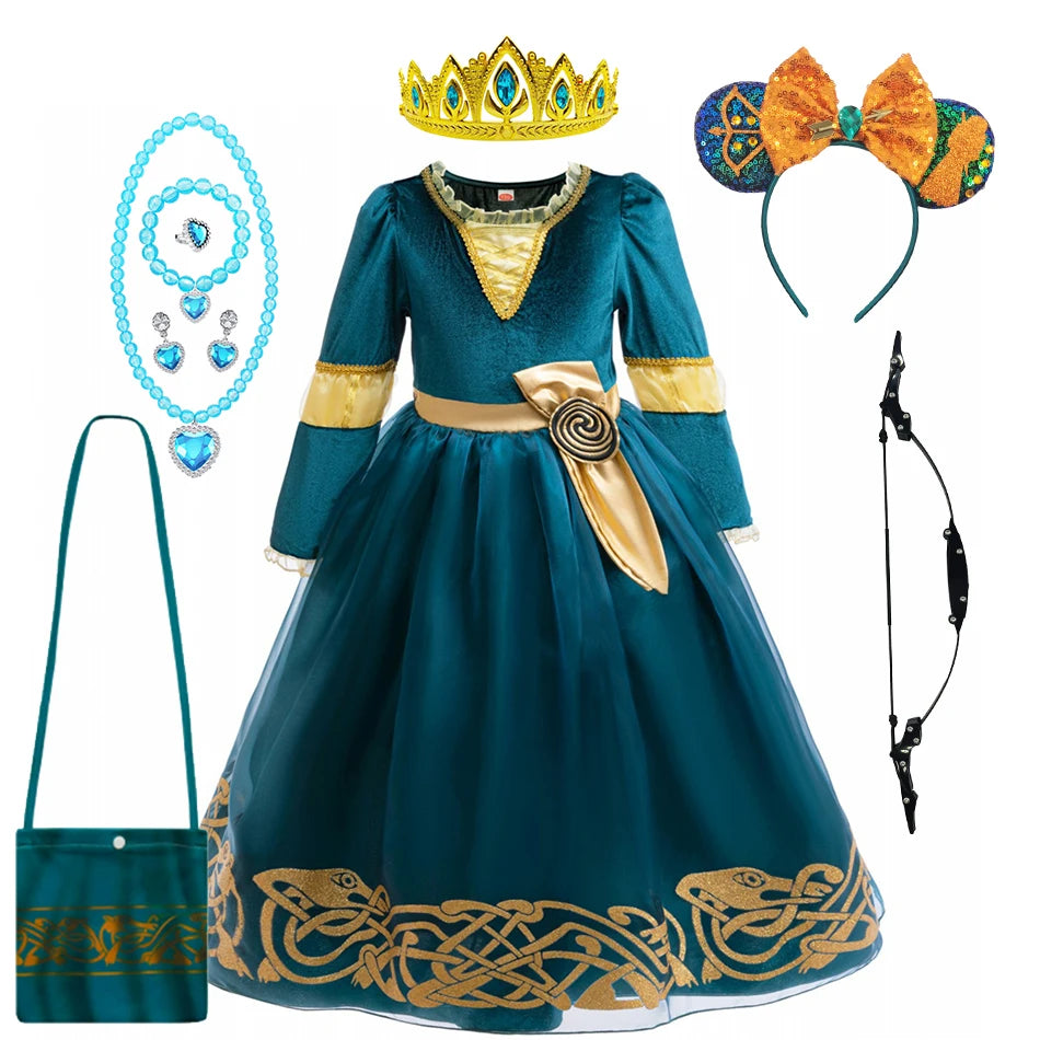 Girls’ Princess Cosplay Dress – Long Sleeve Halloween & Stage Outfit