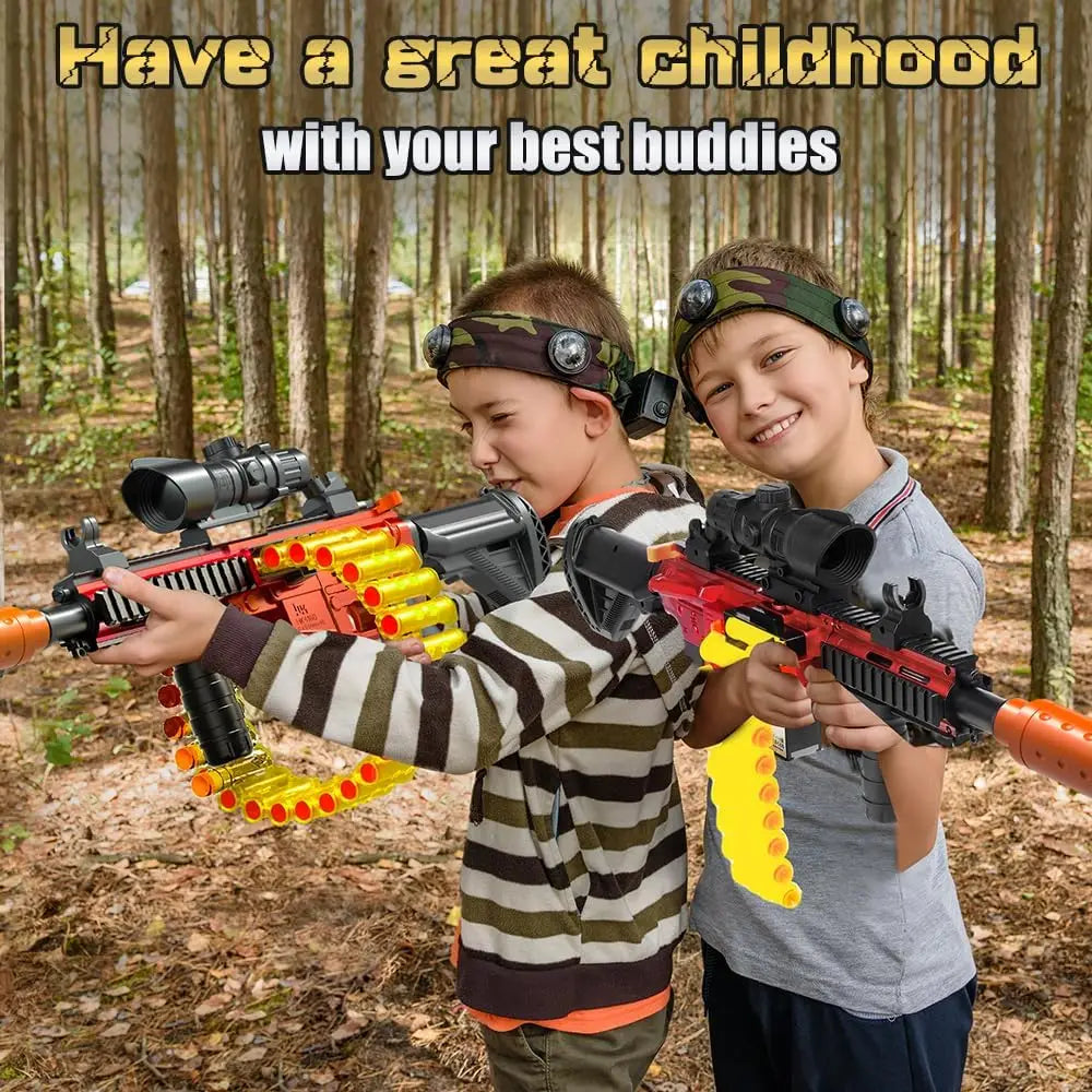 Automatic Blaster Toy Gun with Shell Ejection & 24-Dart Clip – Chain Mode Shooting Game for Kids 6+