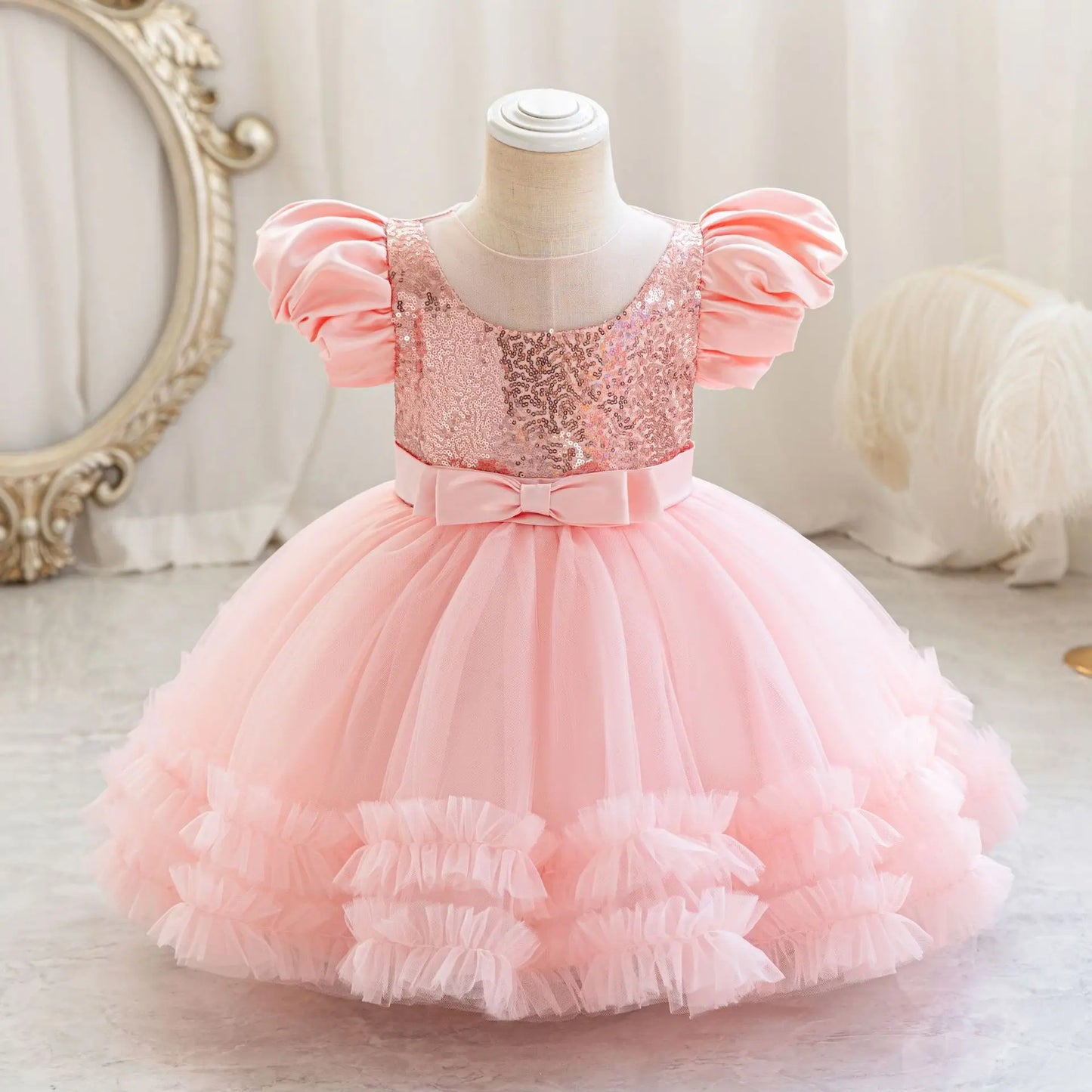 Girl Party Dress – Lace Bow Wedding Gown