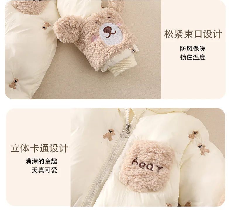 Thick Winter Baby Romper – Fleece & Hooded