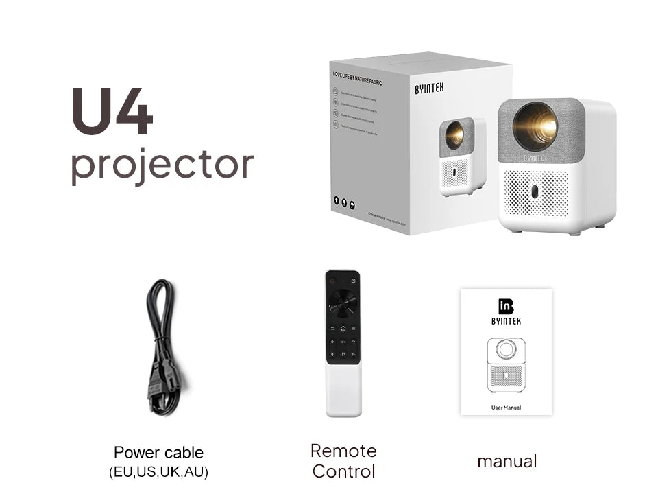 BYINTEK LOVE U4: 4K Smart Mini Projector for Wireless Home Cinema