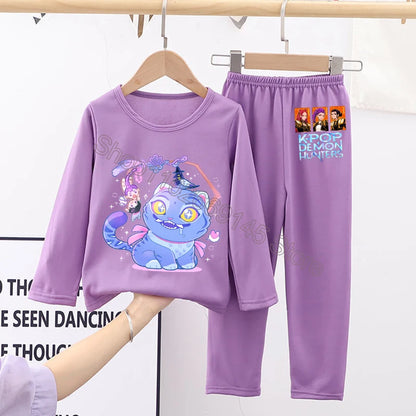 Kawaii Kpop Demon Hunters Girls Nightgown – Cozy Autumn Sleepwear
