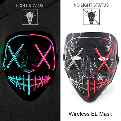 Wireless Neon LED Purge Mask – Glowing Halloween Party Mask