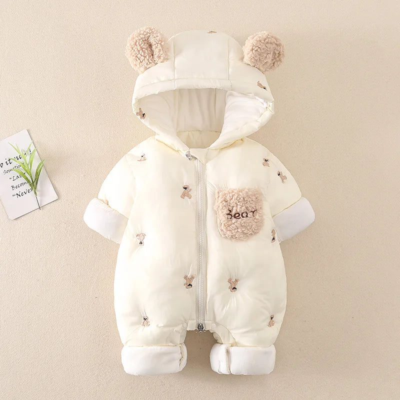 Thick Winter Baby Romper – Fleece & Hooded