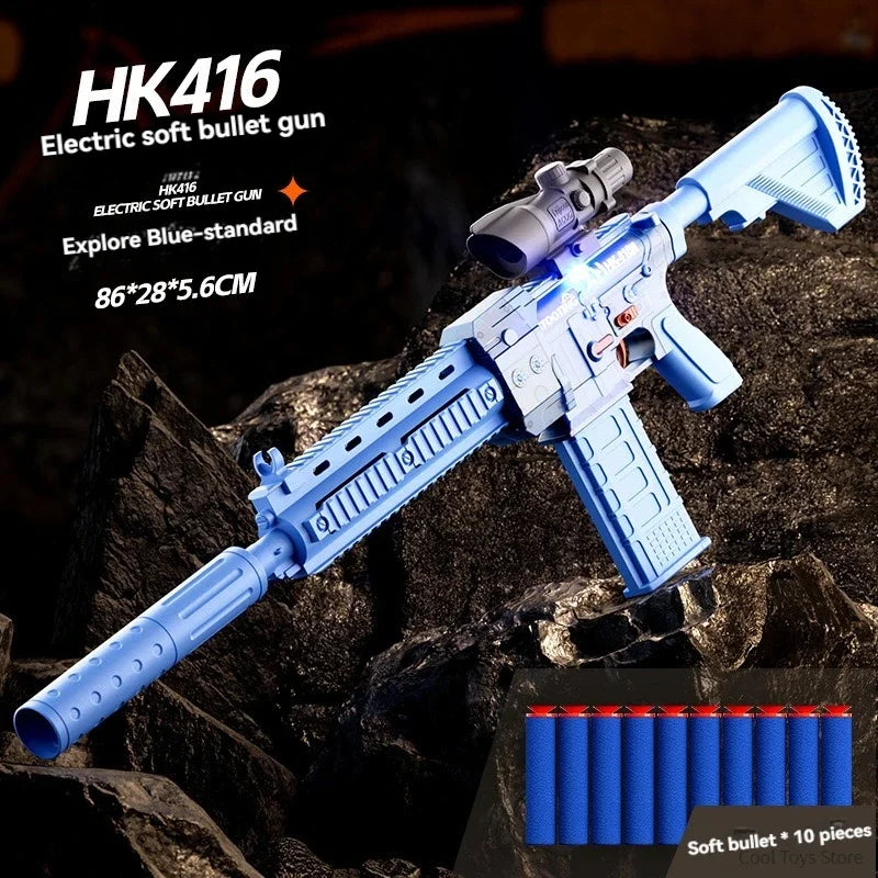 Electric soft bullet toy gun resembling HK416 Barrett sniper rifle, automatic airsoft rifle for outdoor CS games by Ultra Shoppings