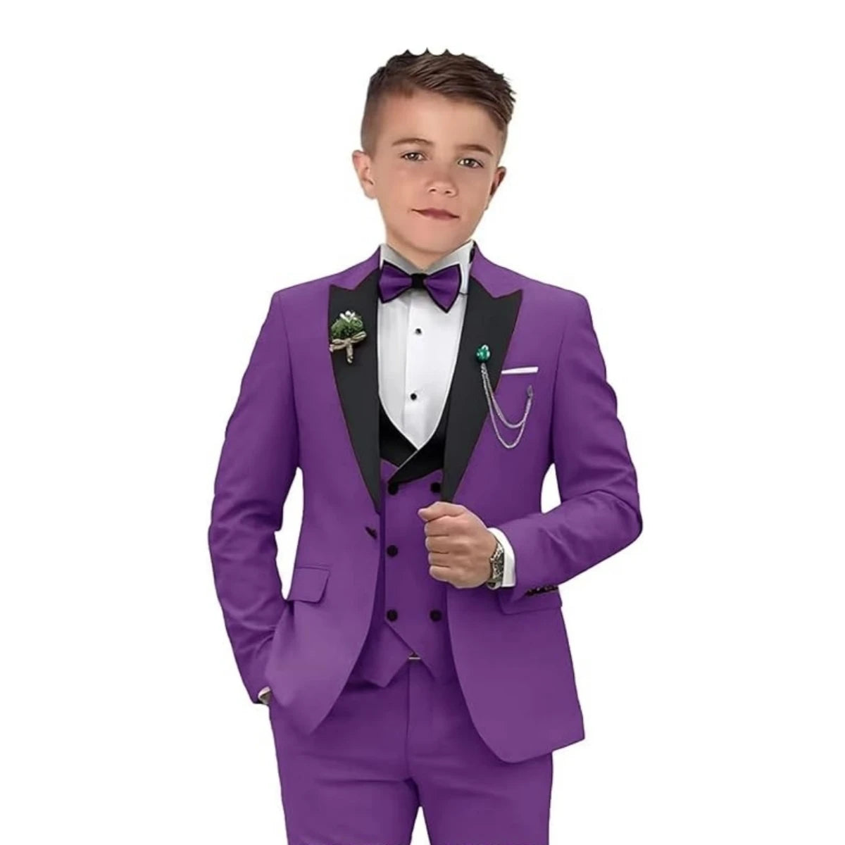 Elegant Burgundy Boy’s 3-Piece Suit – Blazer, Vest & Pants for Weddings or Photoshoots