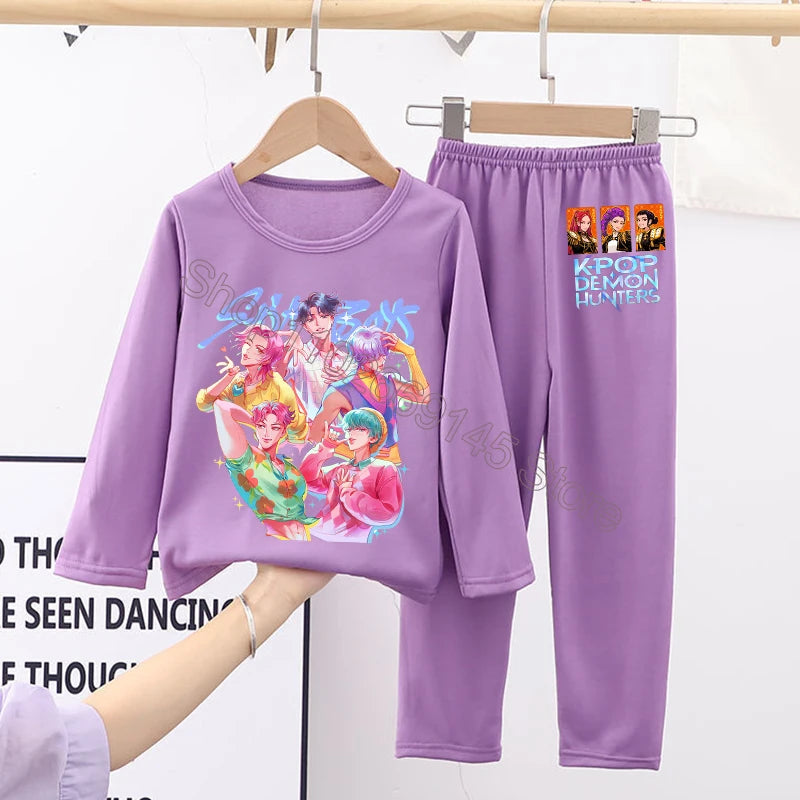 Kawaii Kpop Demon Hunters Girls Nightgown – Cozy Autumn Sleepwear