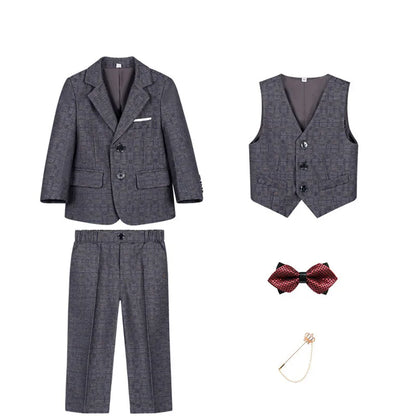 Boys’ Multi-Occasion Suit – Jacket, Vest, Pants & Accessories Set