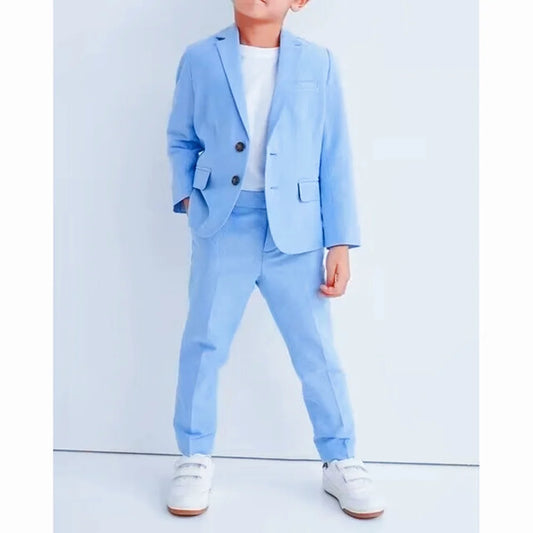 Kids’ Formal Outfit – Light Blue Blazer & Pants Set for Birthday & Festivals