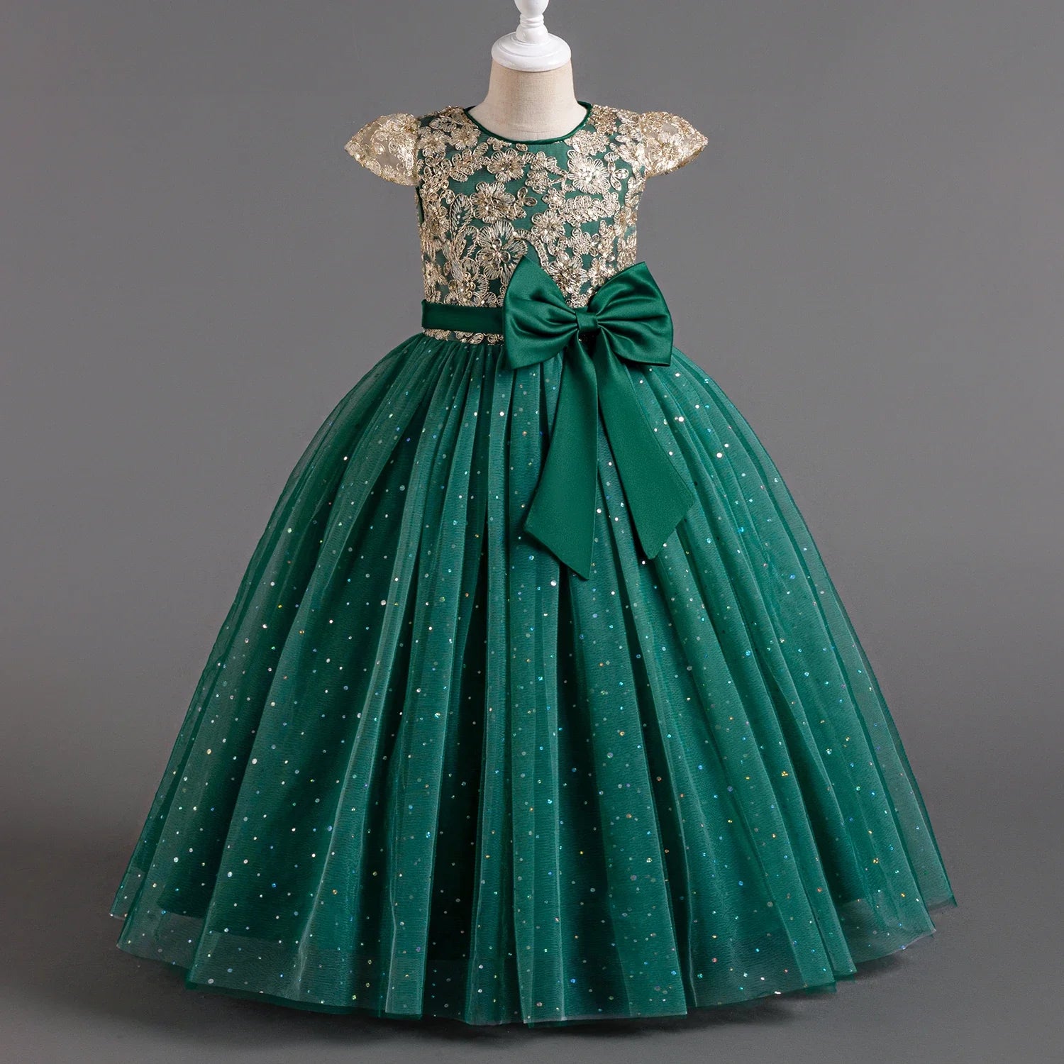 Festive Elegance – Girls’ Bow Party Dress for 3-10Y