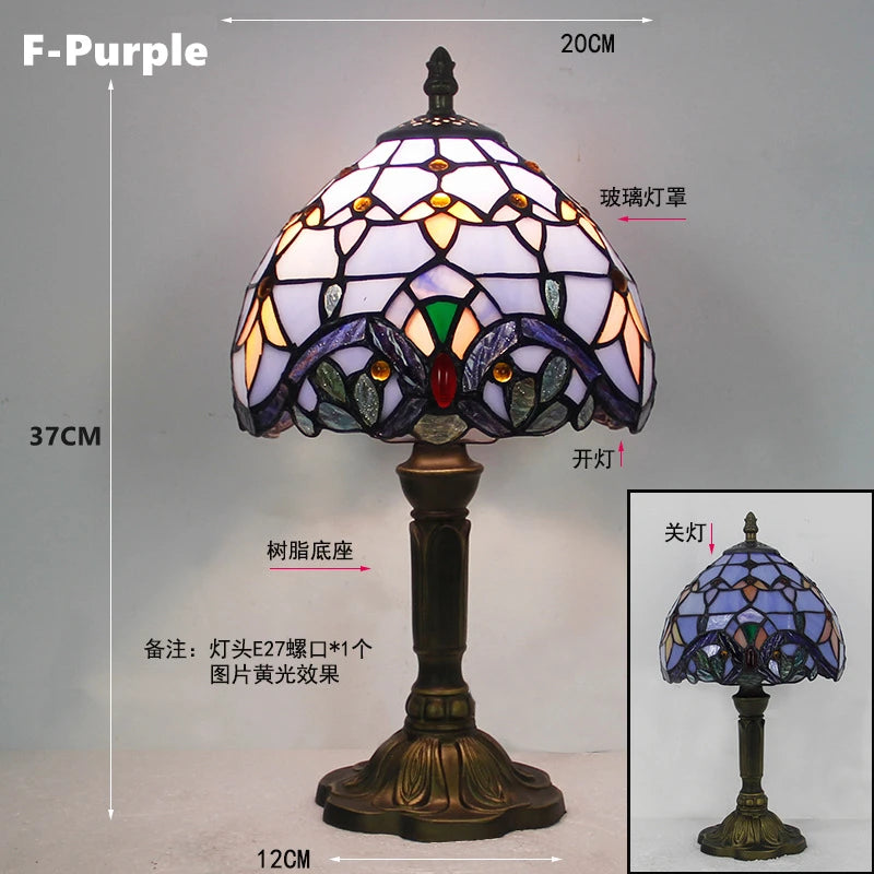 Table Lamp: E27 Stained Glass, Baroque Mediterranean Style for Bedroom & Nightstand